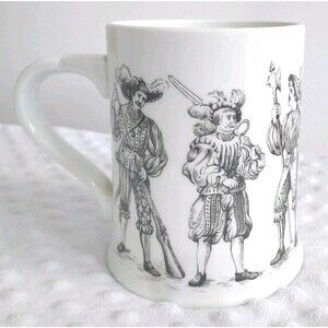Vintage German Beer Stein  A.K. Kaiser Porcelain Flute Drum Band Army Sword Guys